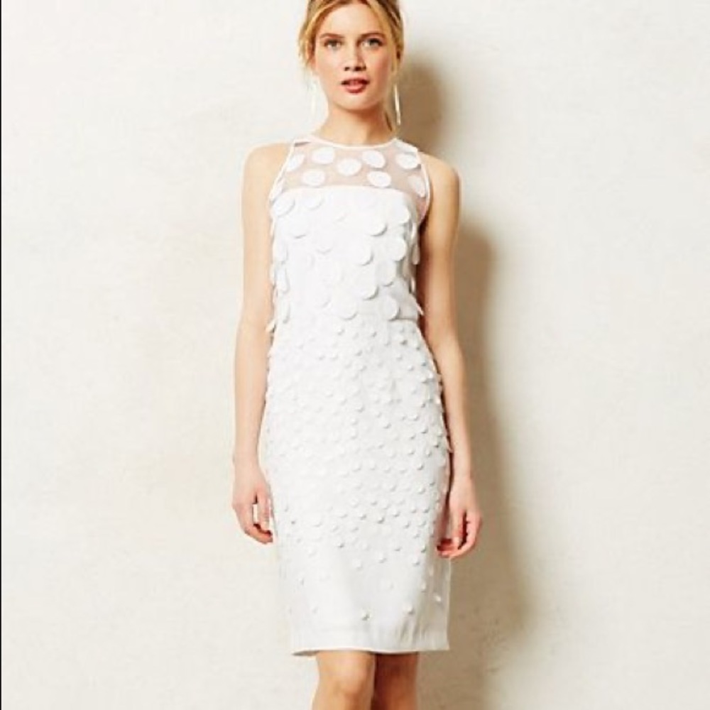 Anthropologie Effervescence Dots Sheath Dress by Maeve White Size 6